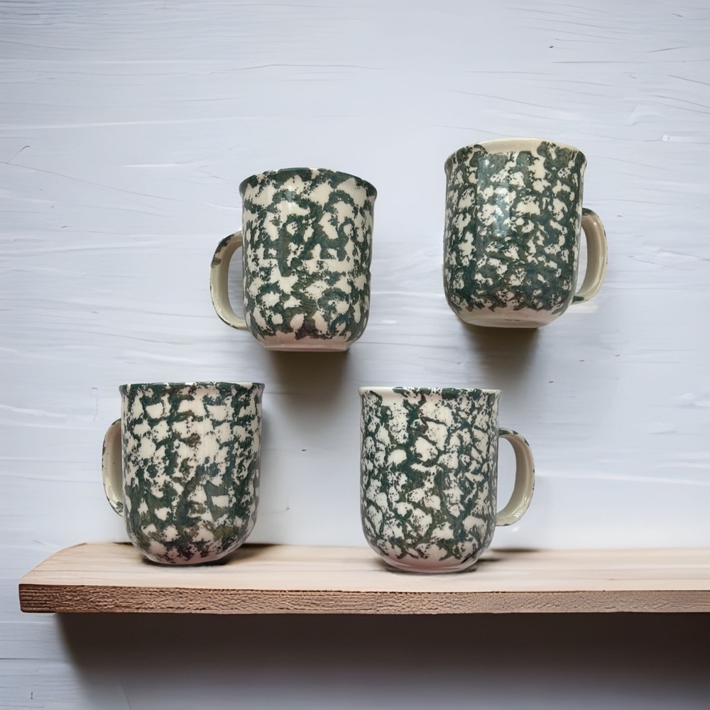 Folk Craft Moose Country 4 pc Coffee / Tea Mug Set Bohemian Style